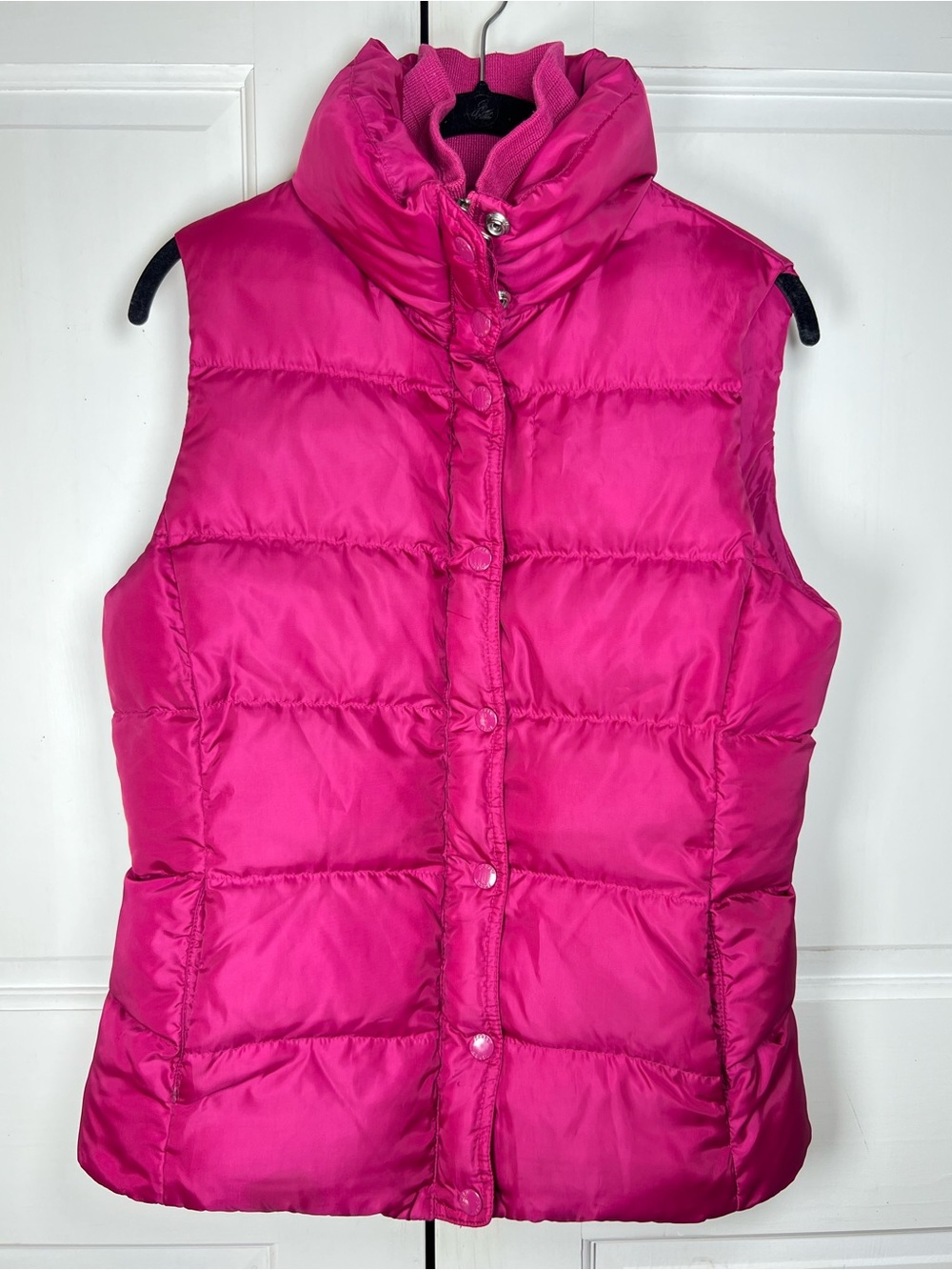 J.CREW Pristine Women's Fuchsia Down Puffer Vest Cinchable Waist Size Small